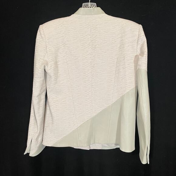 Helmut Lang Leather Trim Blazer Jacket Sage Green Asymmetrical 4 - Picture 7 of 7